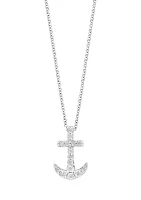 1/10 ct. t.w. Diamond Anchor Pendant Necklace in 14K White Gold