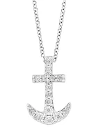 1/10 ct. t.w. Diamond Anchor Pendant Necklace in 14K White Gold