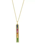 1/5 ct. t.w. Diamond and 1.49 ct. t.w. Multi Sapphires Pendant Necklace in 14k Yellow Gold