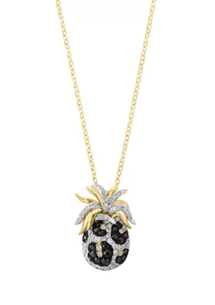 3/8 ct. t.w. Diamond, Black Diamond, Espresso Diamond Pendant Necklace in 14K Yellow Gold