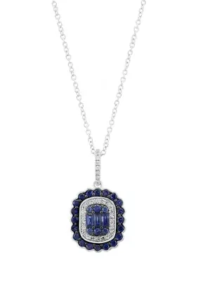 1/10 ct. t.w. Sapphire, 3/4 ct. t.w. Diamond Pendant in 14K White Gold