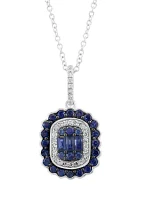 1/10 ct. t.w. Sapphire, 3/4 ct. t.w. Diamond Pendant in 14K White Gold