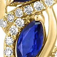 14K Yellow Gold Diamond Sapphire Pendant 