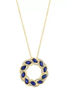 14K Yellow Gold Diamond Sapphire Pendant 