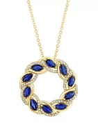 14K Yellow Gold Diamond Sapphire Pendant 