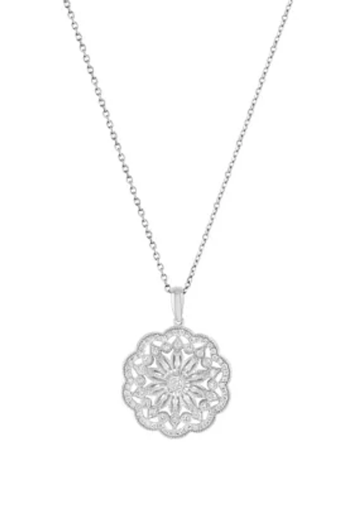 1/3 ct. t.w. Diamond Circle Pendant Necklace in Sterling Silver