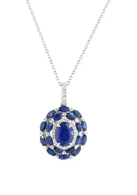 1/8 ct. t.w. Diamond and 3.22 ct. t.w. Sapphire Pendant Necklace in 14K White Gold 