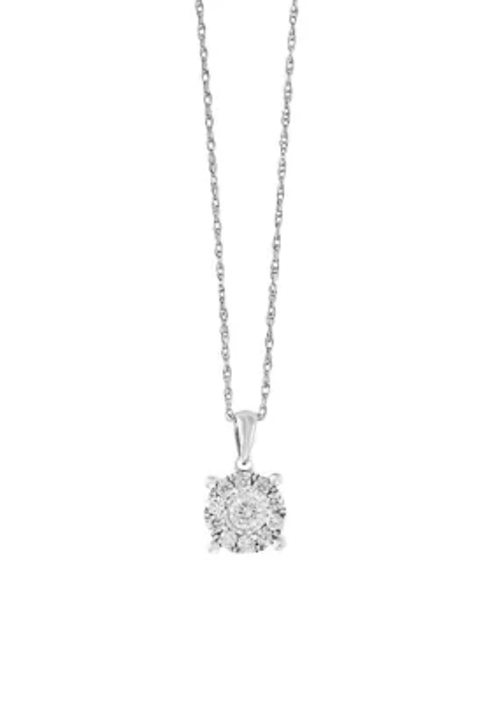 1/2 ct. t.w. Diamond Illusion Pendant Necklace in Sterling Silver 