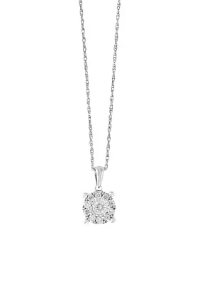 1/2 ct. t.w. Diamond Illusion Pendant Necklace in Sterling Silver 