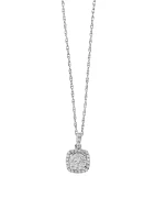 Sterling Silver Diamond Square Illusion Pendant Necklace