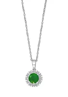 3/4 ct. t.w. Natural Emerald and 1/10 ct. t.w. Diamond Pendant Necklace in Sterling Silver