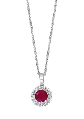 1 ct. t.w. Natural Ruby and 1/10 ct. t.w. Diamond Pendant Necklace in Sterling Silver