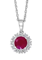 1 ct. t.w. Natural Ruby and 1/10 ct. t.w. Diamond Pendant Necklace in Sterling Silver