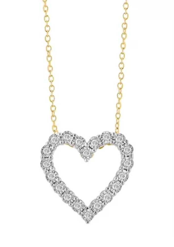 1/5 ct. t.w. Diamond Heart Pendant Necklace in 14K Gold Plated Sterling Silver 