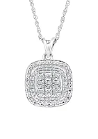 1/10 ct. t.w. Miracle Set Diamond Pendant Necklace in Sterling Silver