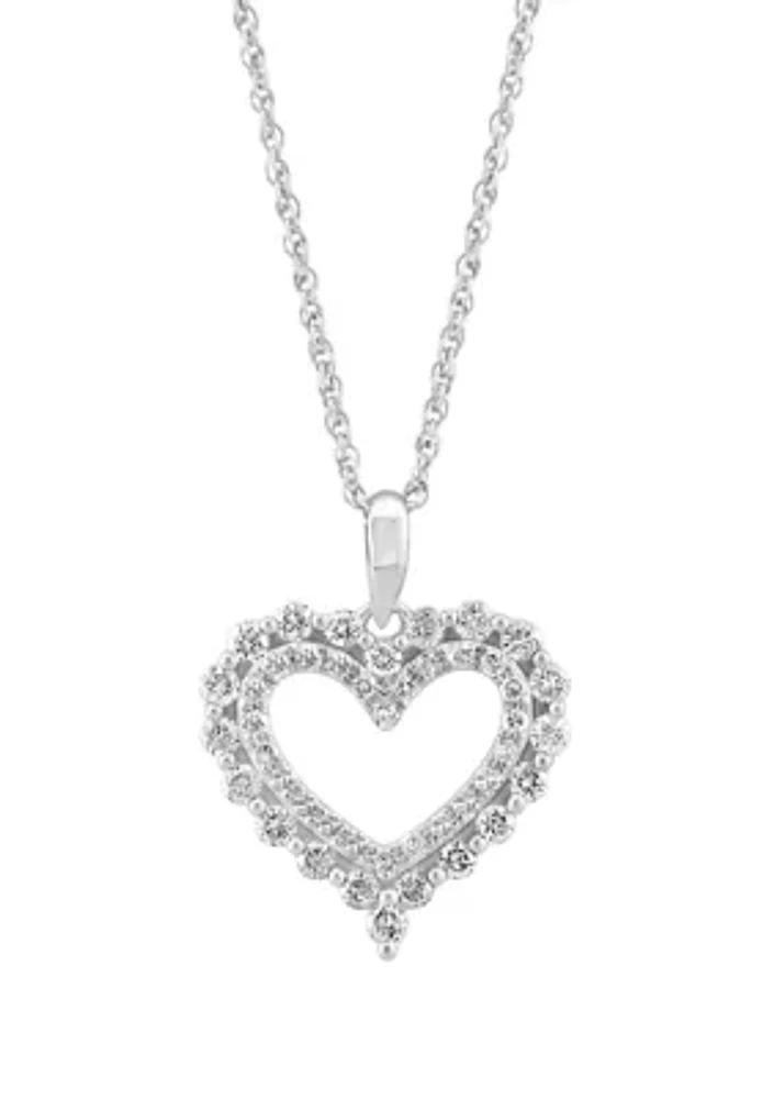 Sterling Silver 1/2 ct. t.w. Diamond Heart Necklace