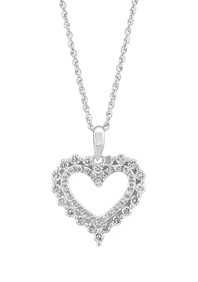 Sterling Silver 1/2 ct. t.w. Diamond Heart Necklace