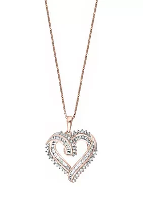  Sterling Silver 1/2 ct. t.w. Diamond Miracle Set Heart Pendant 