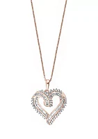  Sterling Silver 1/2 ct. t.w. Diamond Miracle Set Heart Pendant 