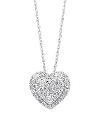 Sterling Silver  1/2 ct. t.w Diamond Heart Necklace