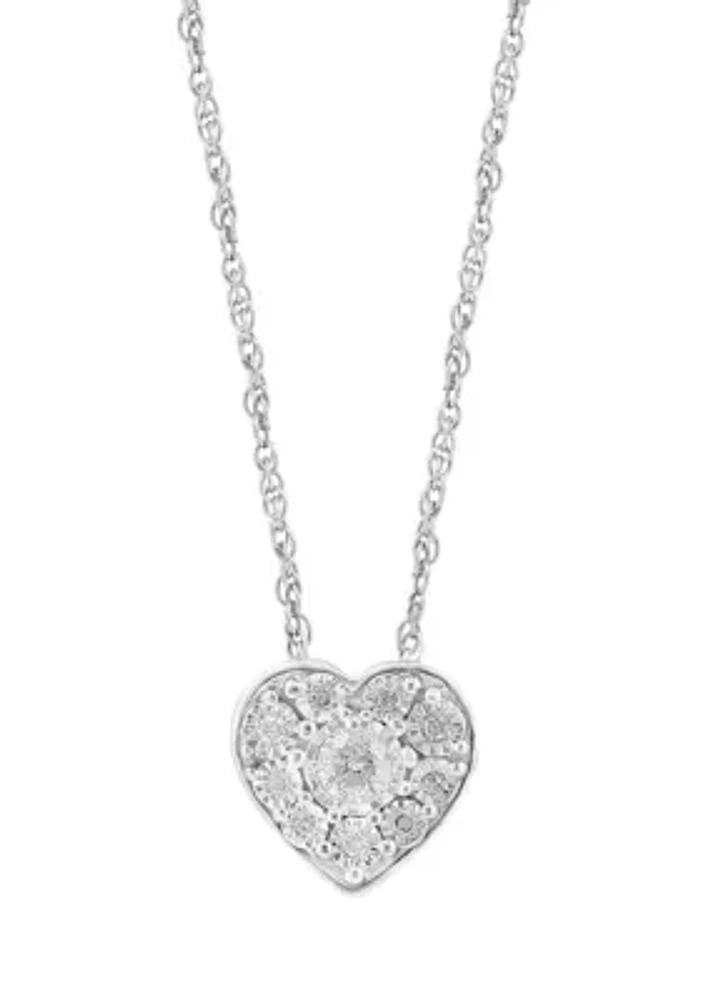 Sterling Silver Diamond Heart Pendant