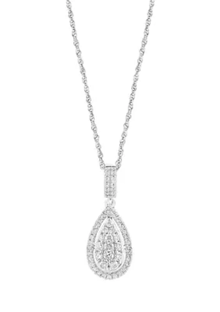 1/2 ct. t.w. Diamond Pear Drop Pendant Necklace in Sterling Silver