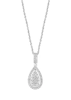 1/2 ct. t.w. Diamond Pear Drop Pendant Necklace in Sterling Silver