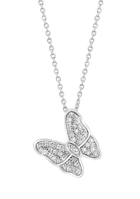 1/8 ct. t.w. Diamond Butterfly Pendant Necklace in Sterling Silver