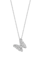 1/8 ct. t.w. Diamond Butterfly Pendant Necklace in Sterling Silver