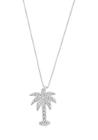 1/8 ct. t.w. Miracle Set Diamond  Palm Tree Pendant Necklace in Sterling Silver 