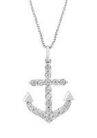 1/5 ct. t.w. Miracle Set Diamond Anchor Pendant Necklace in Sterling Silver 