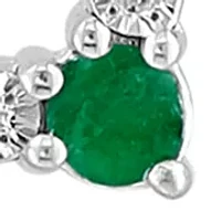 Sterling Silver Diamond and Natural Emerald Pendant