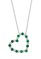 Sterling Silver Diamond and Natural Emerald Pendant