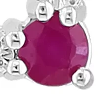   Sterling Silver Diamond and Natural Ruby Pendant Necklace