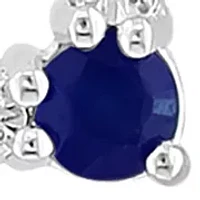 	  Sterling Silver Diamond and Natural Sapphire Pendant Necklace