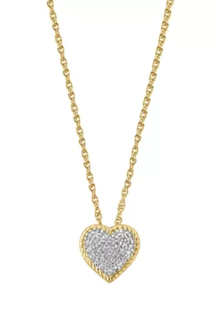 1/8 ct. t.w. Diamond Heart Pendant Necklace in Gold Over Sterling Silver