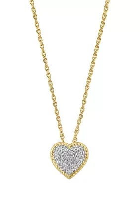 1/8 ct. t.w. Diamond Heart Pendant Necklace in Gold Over Sterling Silver