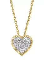 1/8 ct. t.w. Diamond Heart Pendant Necklace in Gold Over Sterling Silver