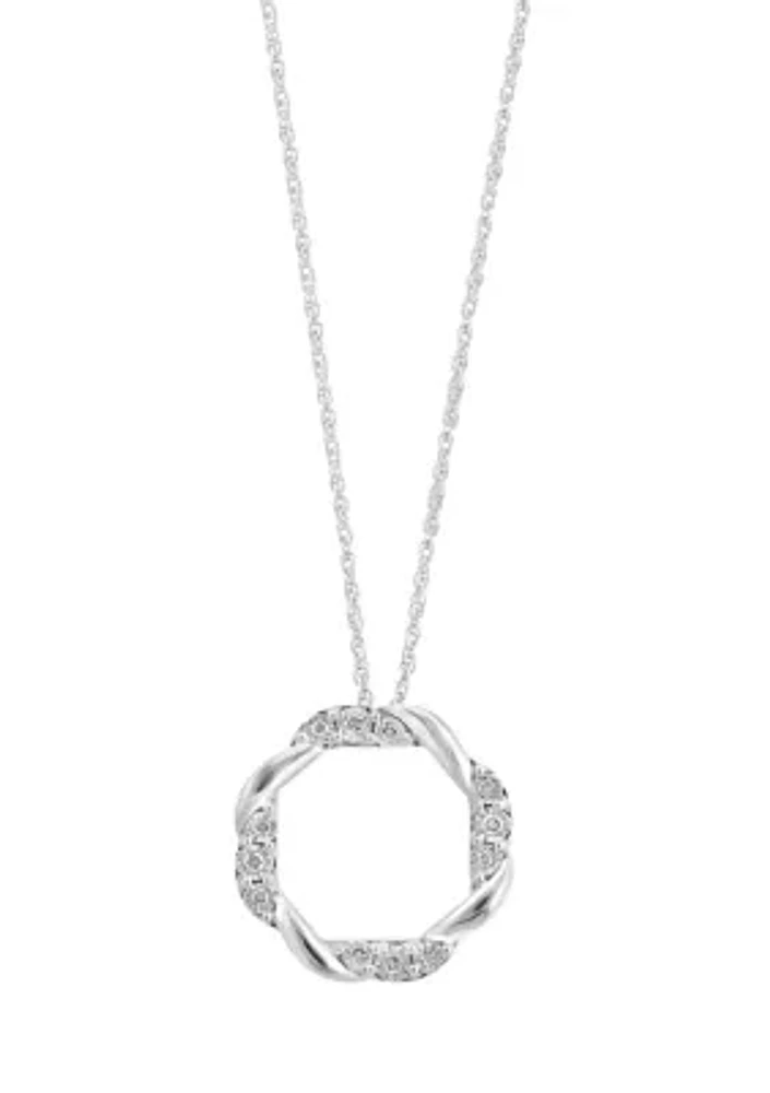 Miracle Set Diamond Pendant Necklace in Sterling Silver