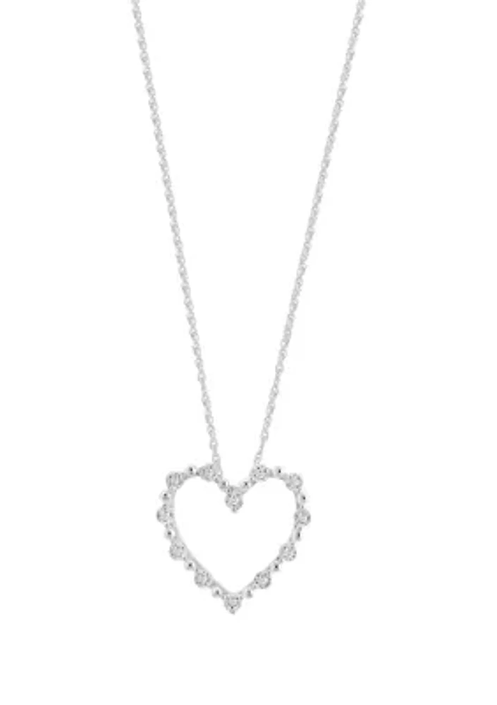 1/10 ct. t.w. Diamond Heart Pendant Necklace in Sterling Silver