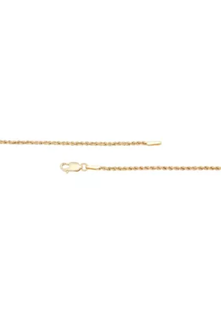 Kids Heavy Hollow Glitter Rope Chain Necklace in 14K Yellow Gold