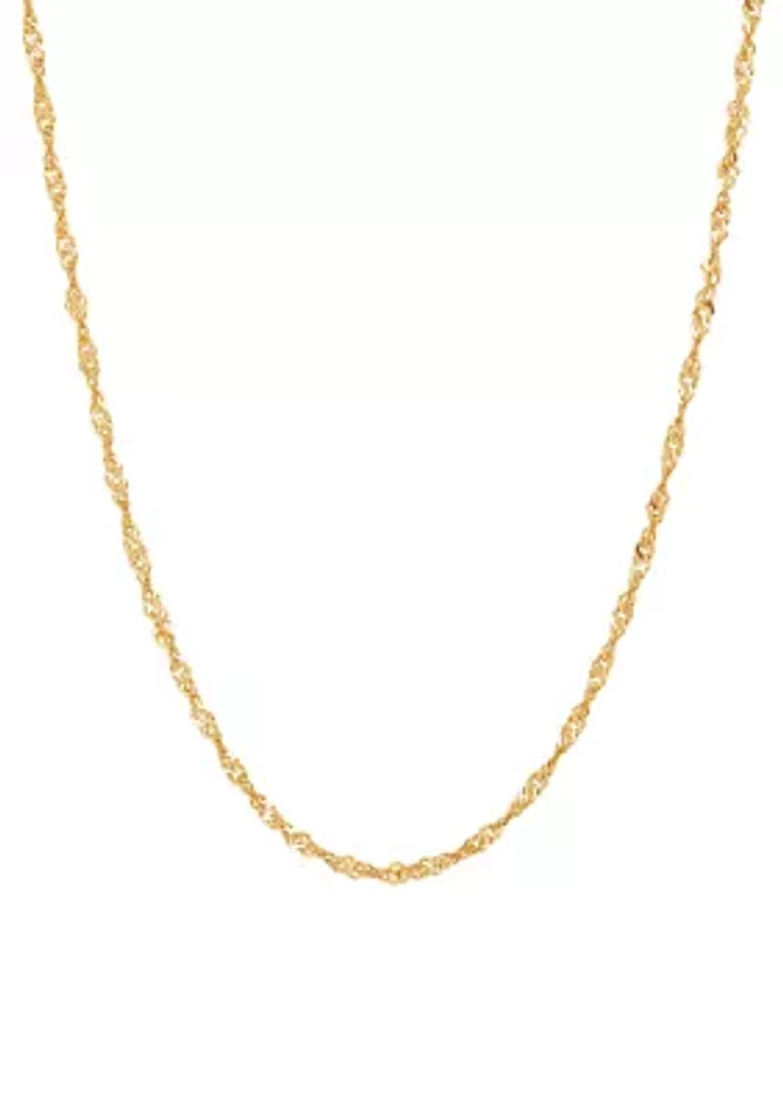 Solid Singapore Chain Necklace in 14K Yellow Gold