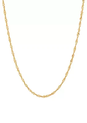 Solid Singapore Chain Necklace in 14K Yellow Gold