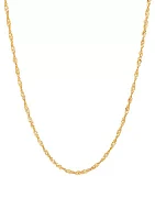 Solid Singapore Chain Necklace in 14K Yellow Gold