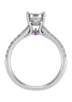 1 ct. t.w. Diamond and Pink Sapphire Ring 10K White Gold