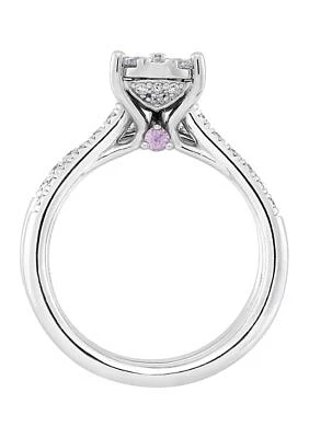 1 ct. t.w. Pear Diamond and Pink Sapphire Bridal Ring Set 10k White Gold