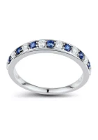 1/4 ct. t.w. Diamond and Sapphire Wedding Ring 10K White Gold