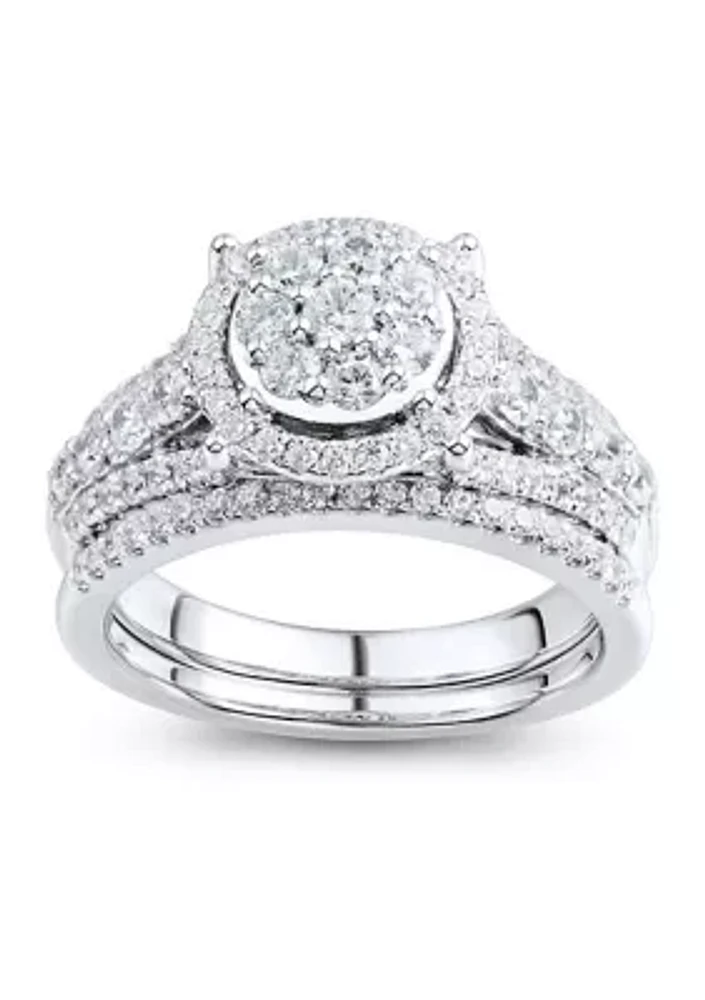 1 ct. t.w. Diamond Bridal Ring Set 10K White Gold