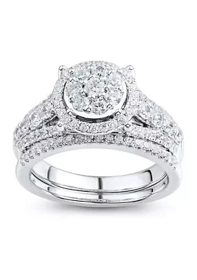 1 ct. t.w. Diamond Bridal Ring Set 10K White Gold