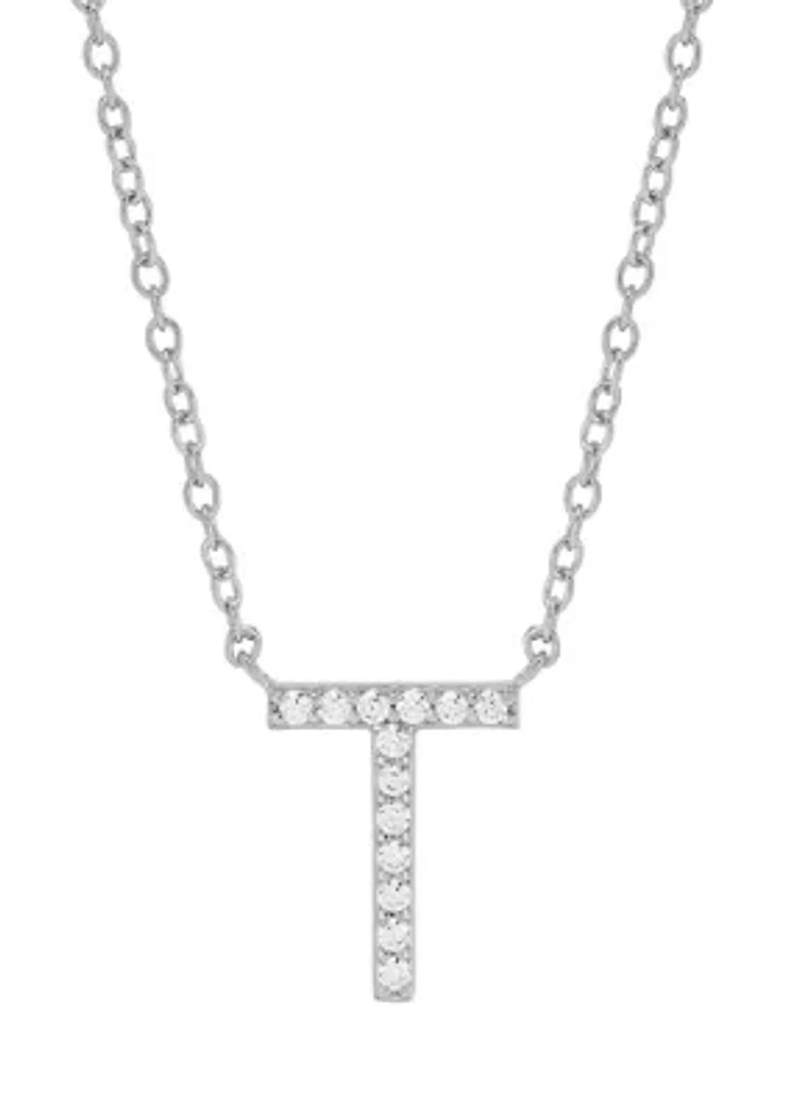 1/10 ct. t.w. Diamond Initial Necklace in Sterling Silver with 18" Cable Chain